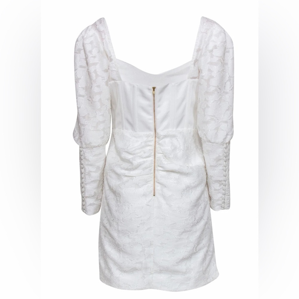 Self-Portrait White Lace Mini Dress Corset Puff Sleeve Bridgerton Bridal Sz 6 - Picture 5 of 14